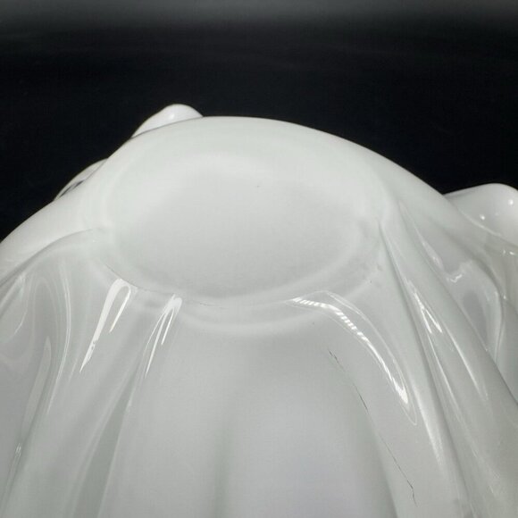 Venetian Murano Glass Folded Edges Ashtray Dish Bowl White Magenta Center Italy - Picture 15 of 16